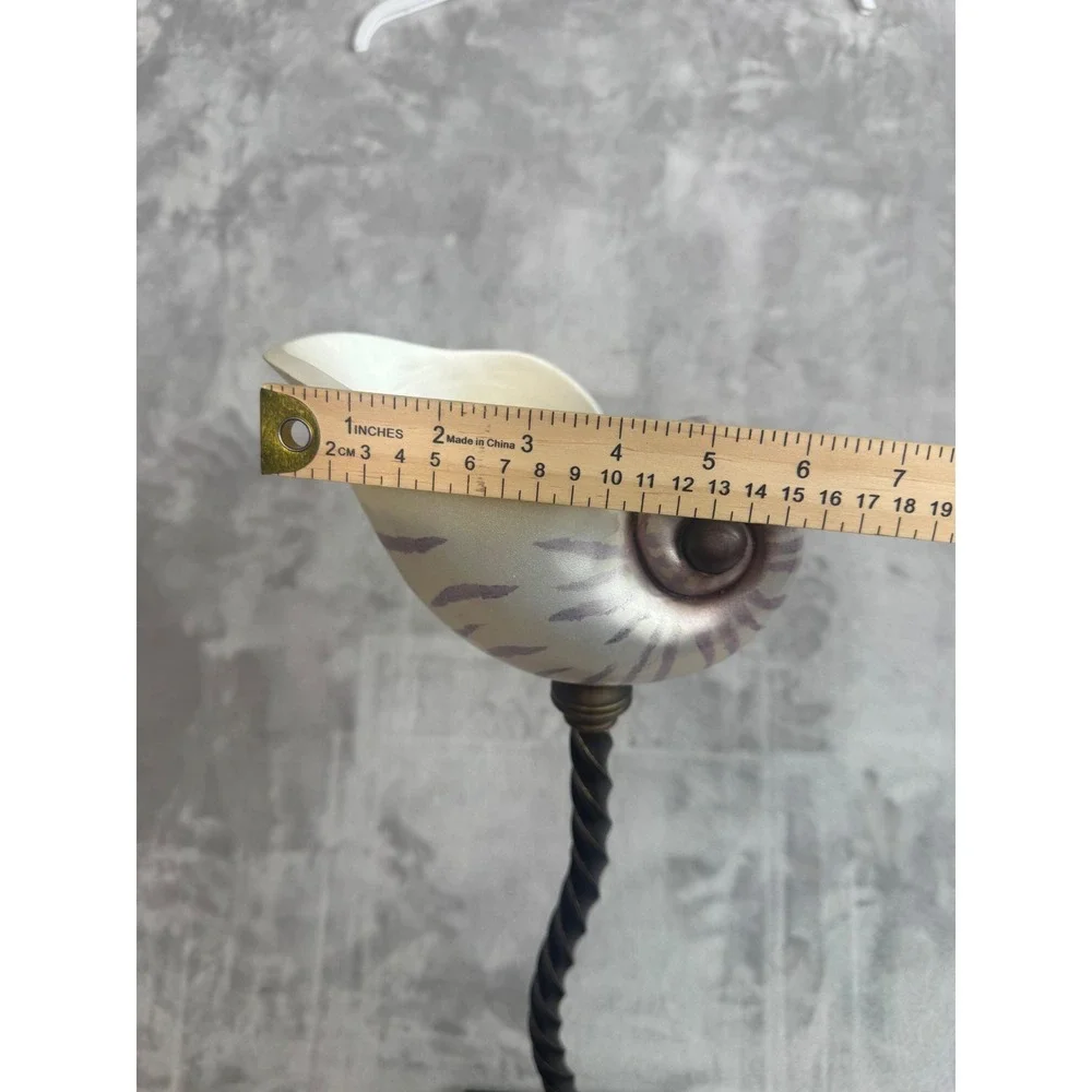 Nautilus Shell Candle Holder Twisted Bronze‎ Stem Marble Base A0057 2544 22in